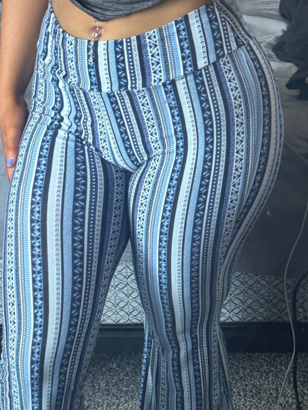 & Other Stories Blue Striped Flared Pants